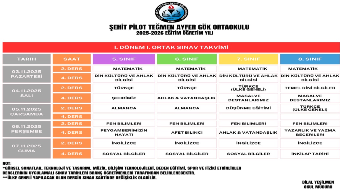 2025-2026 EĞİTİM-ÖĞRETİM YILI I. DÖNEM I. ORTAK SINAV TAKVİMİ BELLİ OLDU
